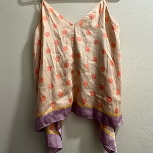 Zara Beige Top with Orange Polka Dots